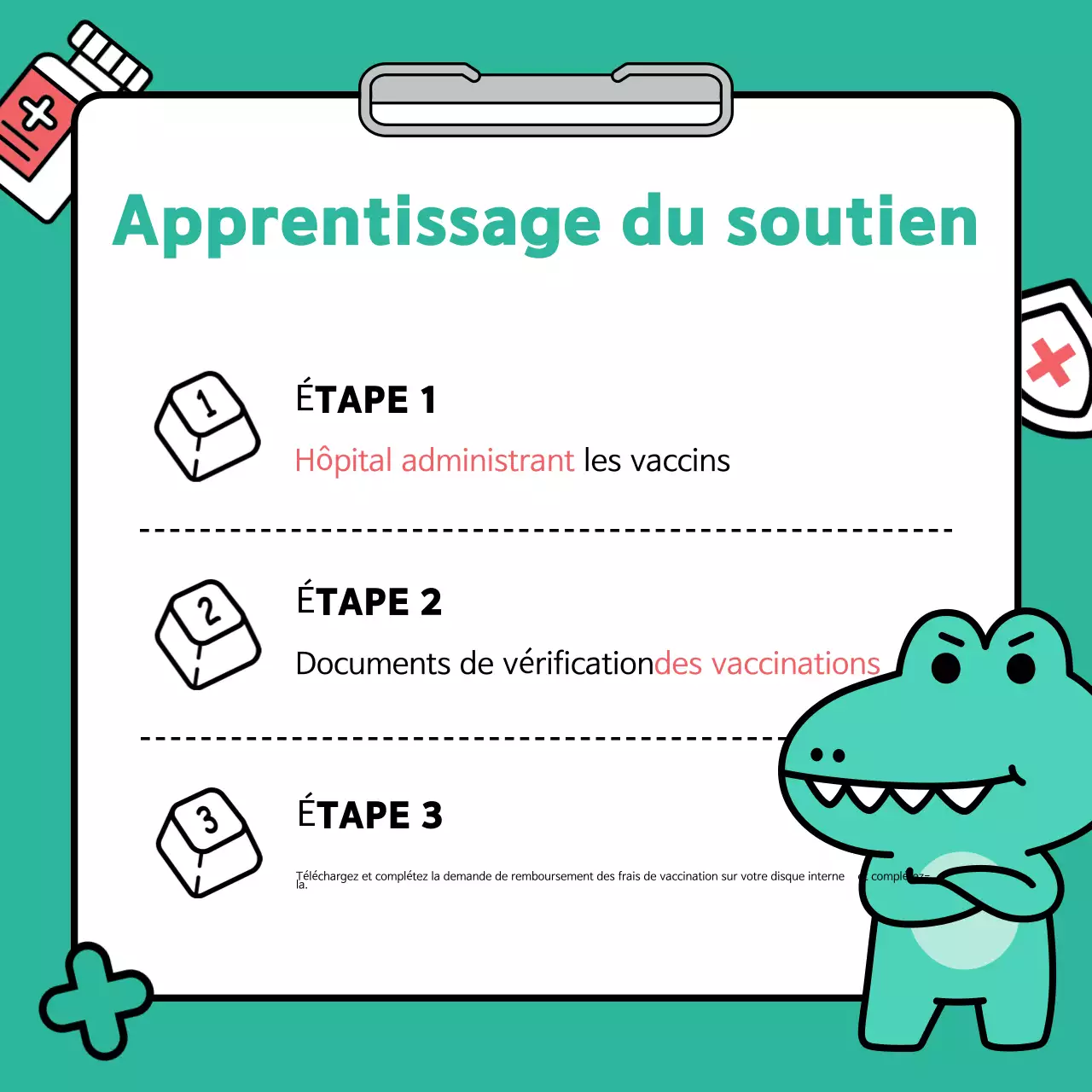 Un guide mignon pour soutenir les vaccinations sanitaires internes