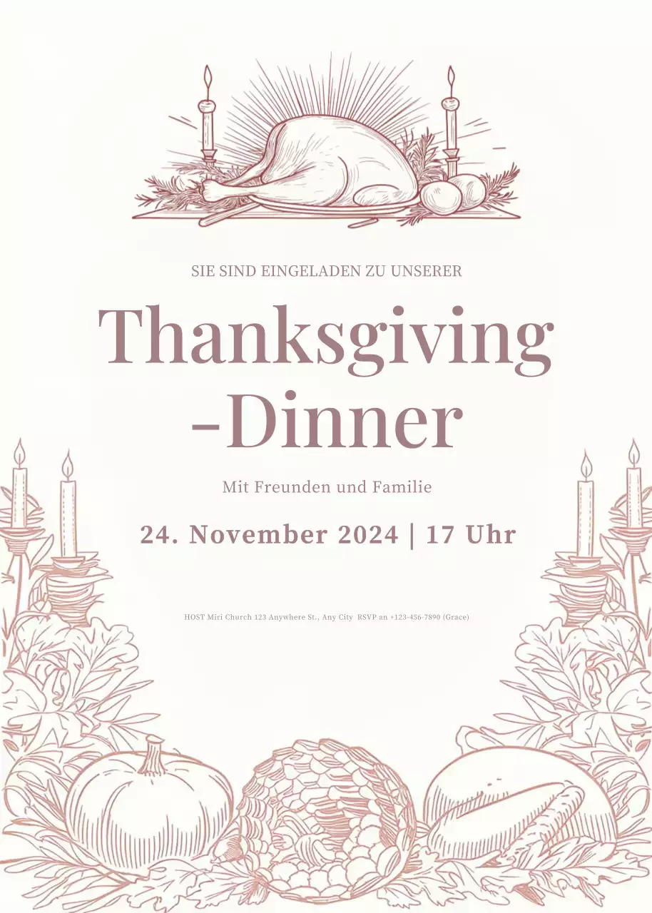 beige traditionelle Thanksgiving-Einladung
