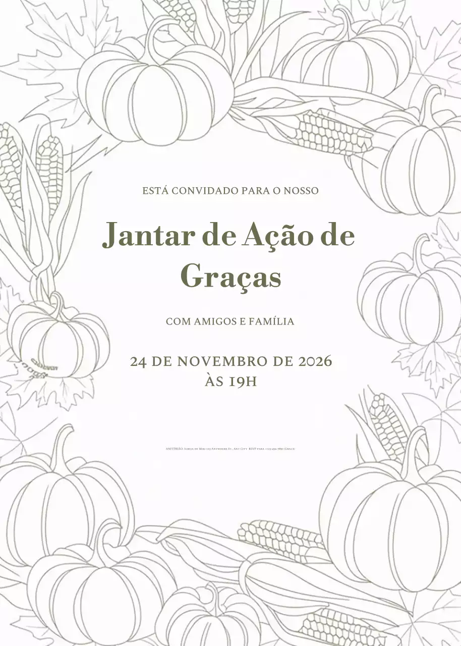 convite de Ação de Graças tradicional bege