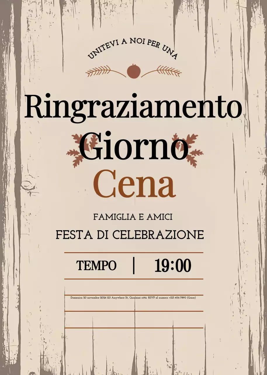Invito alla cena del Ringraziamento rustico beige
