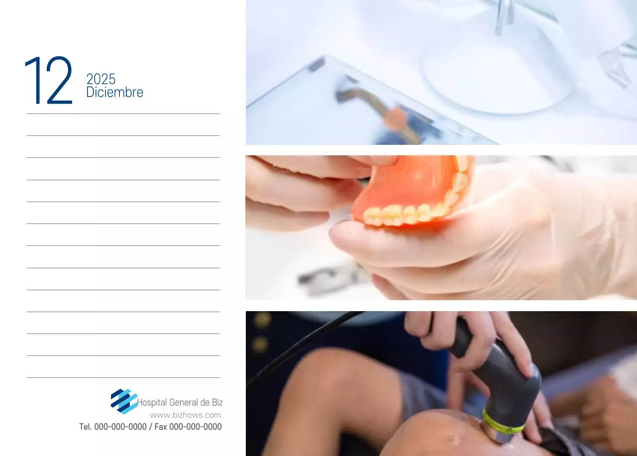 Calendario Promocional Hospital Navy White Simple