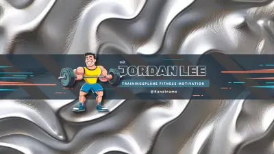 blau orange gelb fitness youtube kanal vorlage cartoon stil