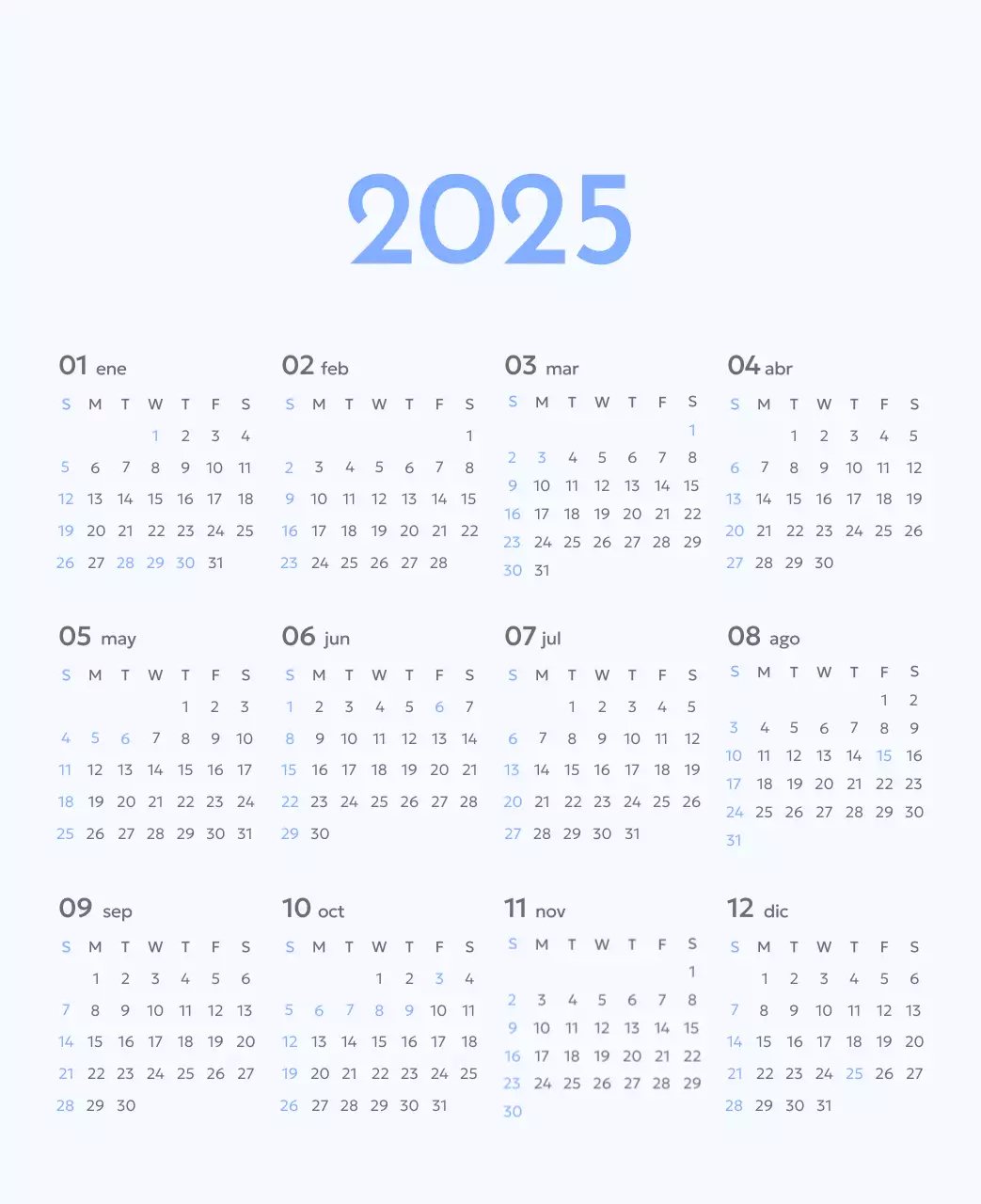 Calendario fotográfico de seguimiento de objetivos con un toque de azul