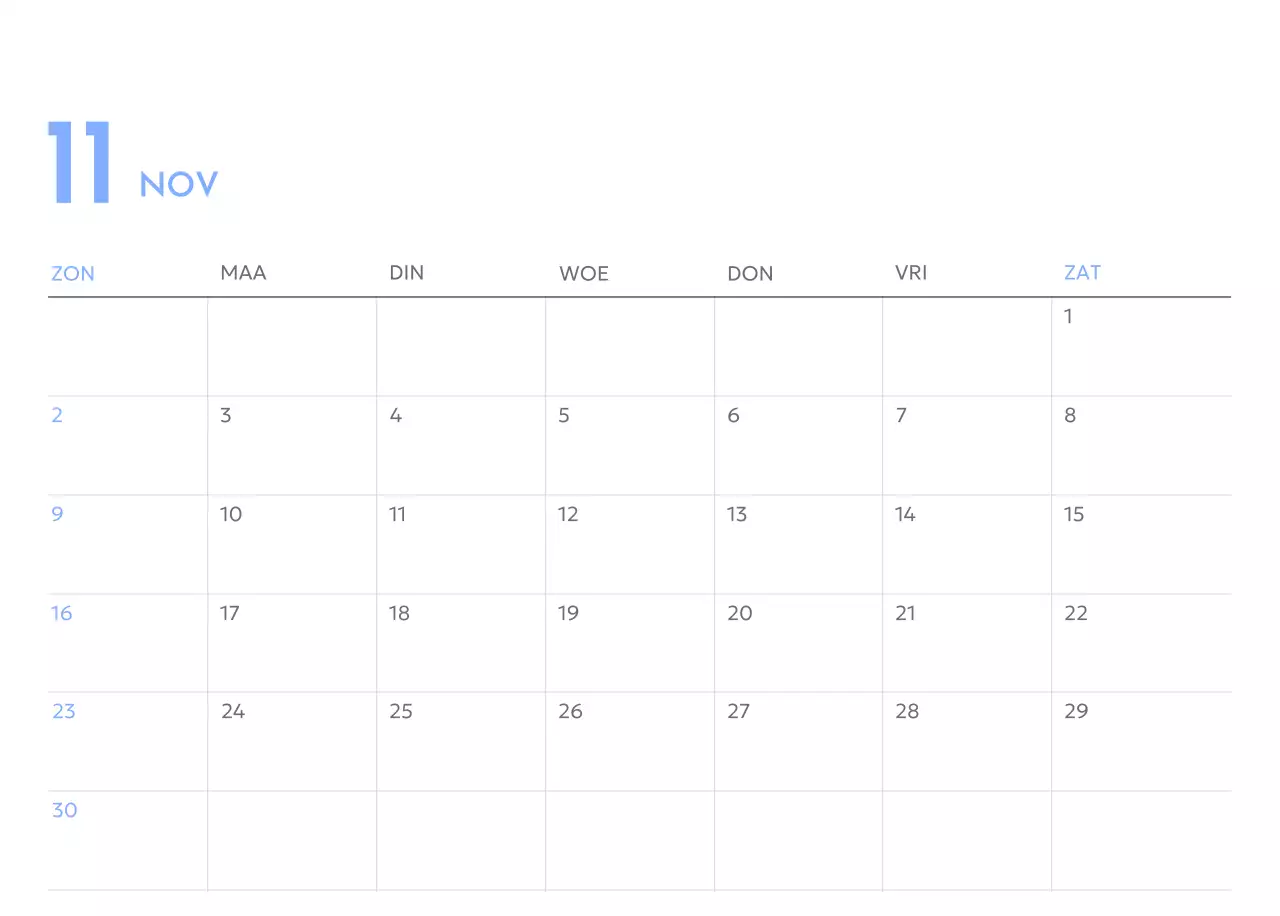 Photo goal tracker kalender met een vleugje blauw