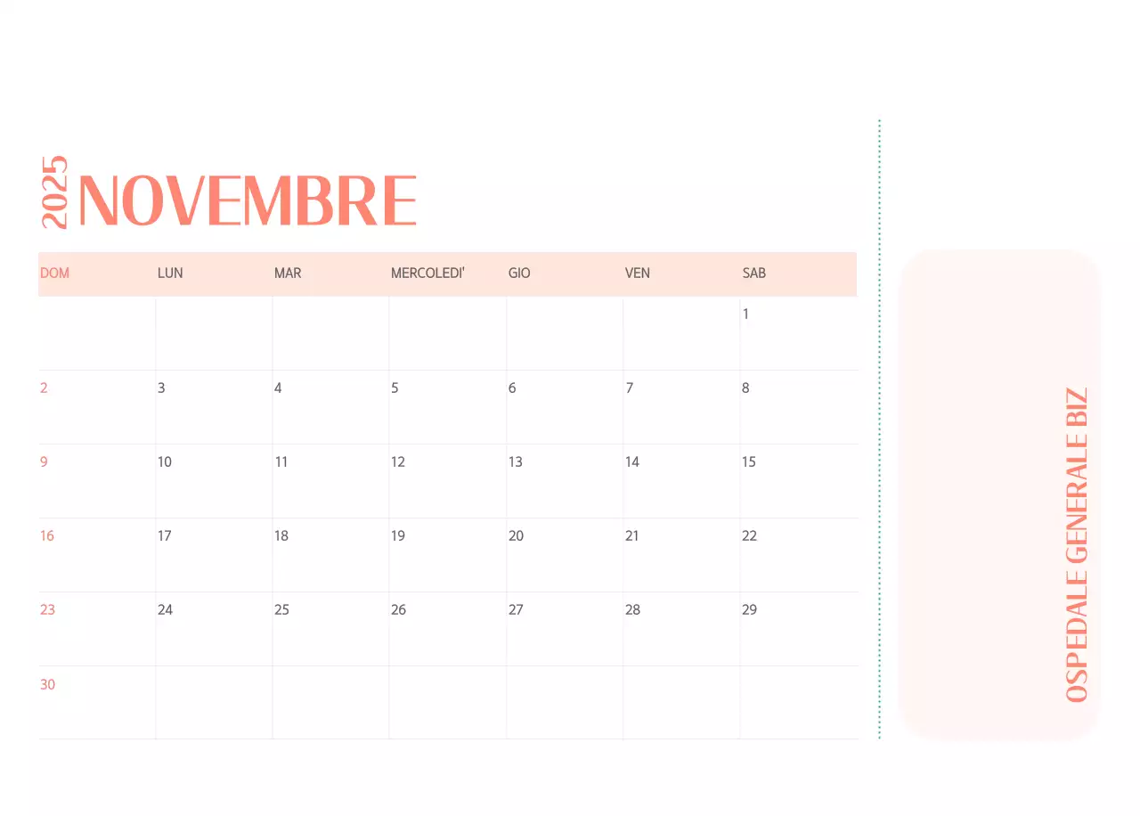 Calendario ospedaliero in cornice verde