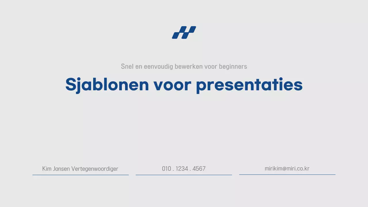 Eenvoudig presentatierapport in blauw en grijs, snel en gemakkelijk te bewerken