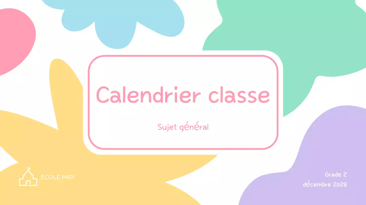 agenda de la classe de pastel présentation mignonne