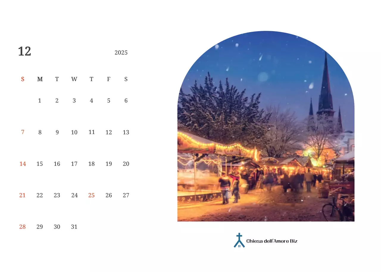 Un calendario fotografico con chiese in dipinti di paesaggio