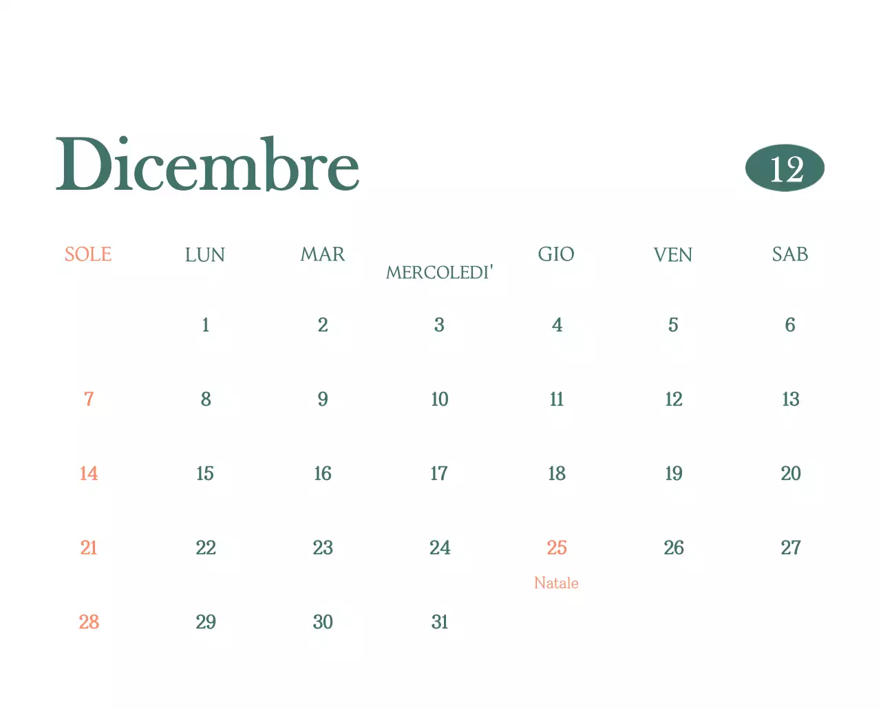 Un moderno calendario dei caffè con i consigli per la bevanda del mese