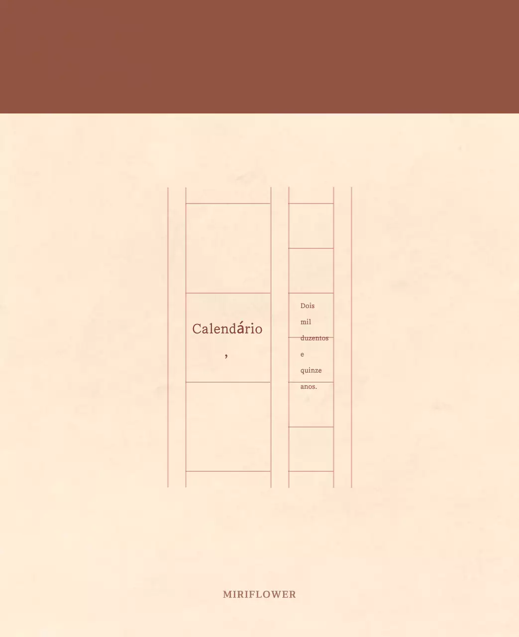Um calendário florista sentimental num conceito de papel de lã castanho claro e castanho