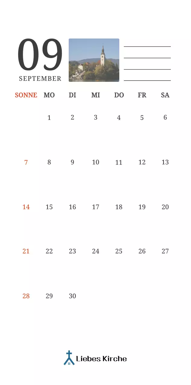 Ein fotografischer Konzeptkalender, der Kirchen in Landschaftsbildern zeigt