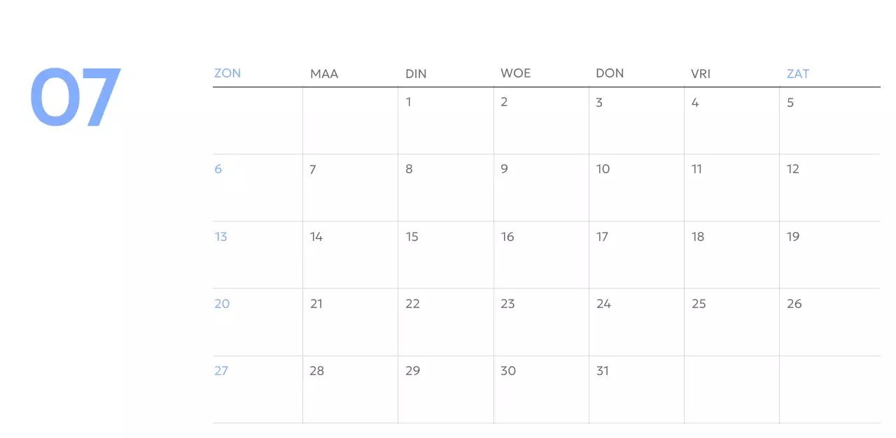 Photo goal tracker kalender met een vleugje blauw