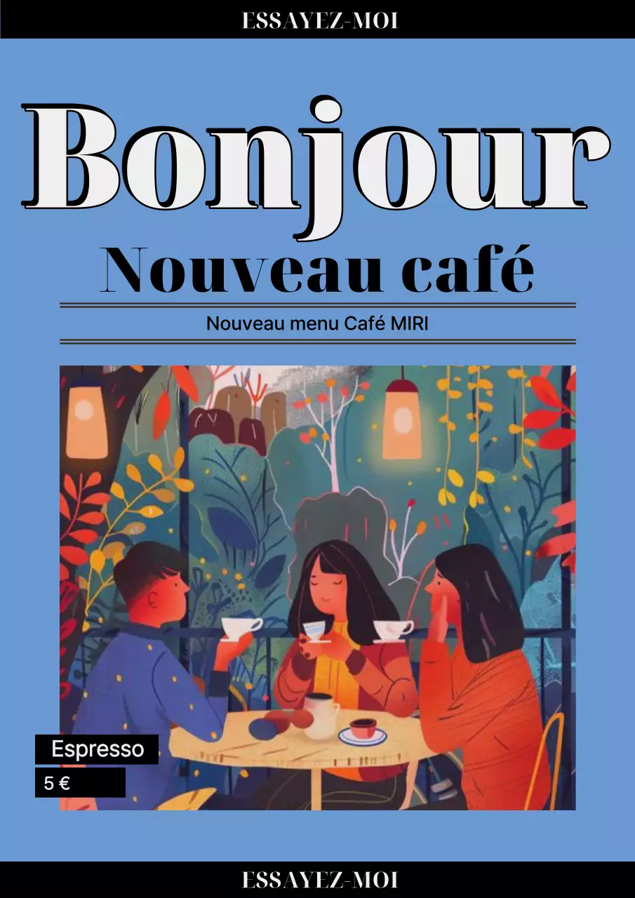 Publicité de café vintage bleu clair
