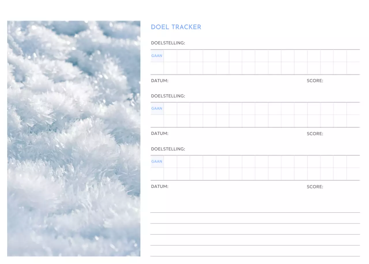 Photo goal tracker kalender met een vleugje blauw