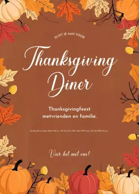 Bruine Rustieke Uitnodiging voor Thanksgiving