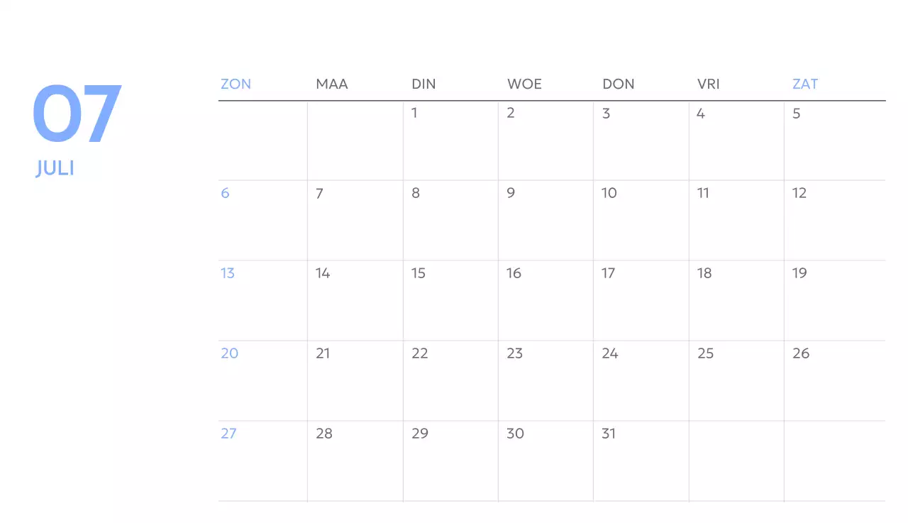 Photo goal tracker kalender met een vleugje blauw
