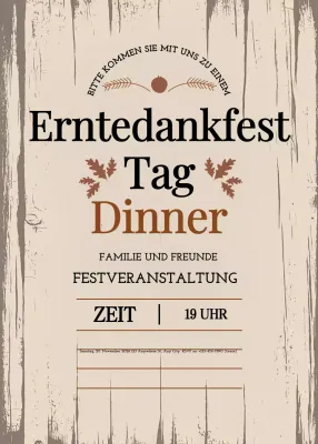 Beige Rustikale Thanksgiving Dinner-Einladung