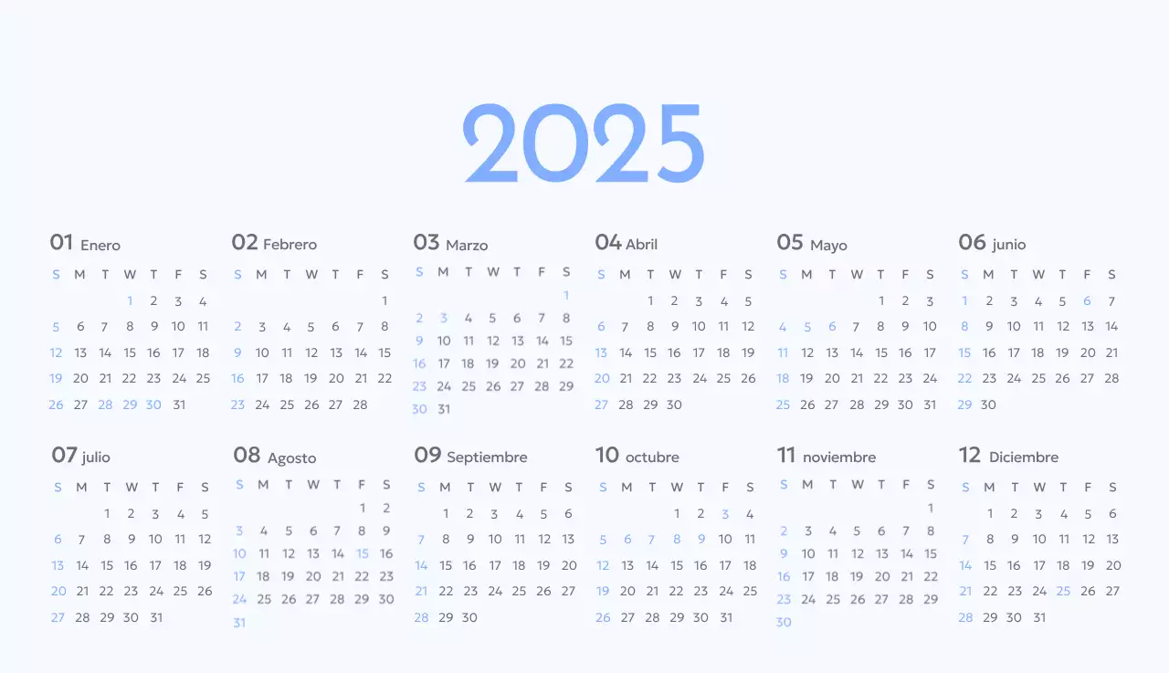Calendario fotográfico de seguimiento de objetivos con un toque de azul