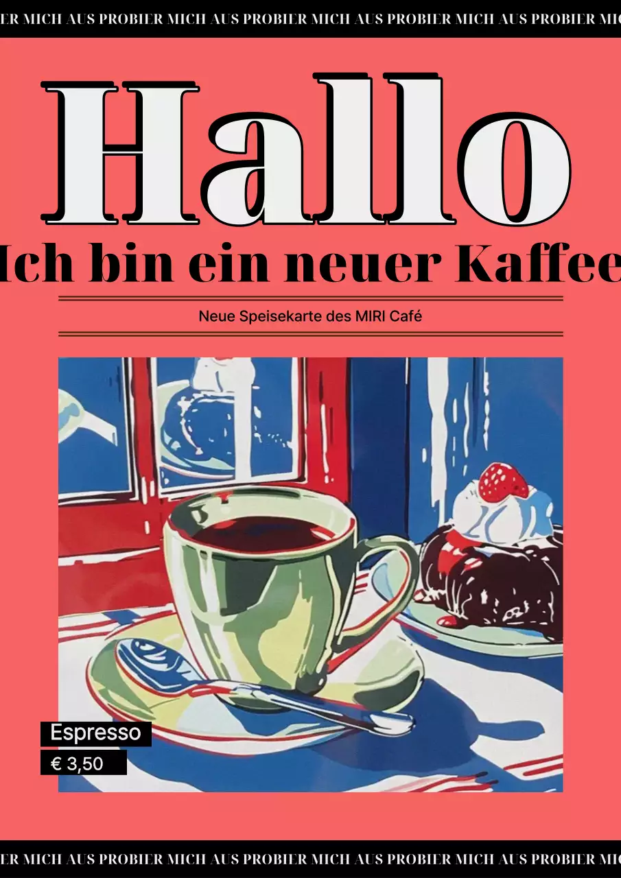 Rote Vintage-Kaffeewerbung