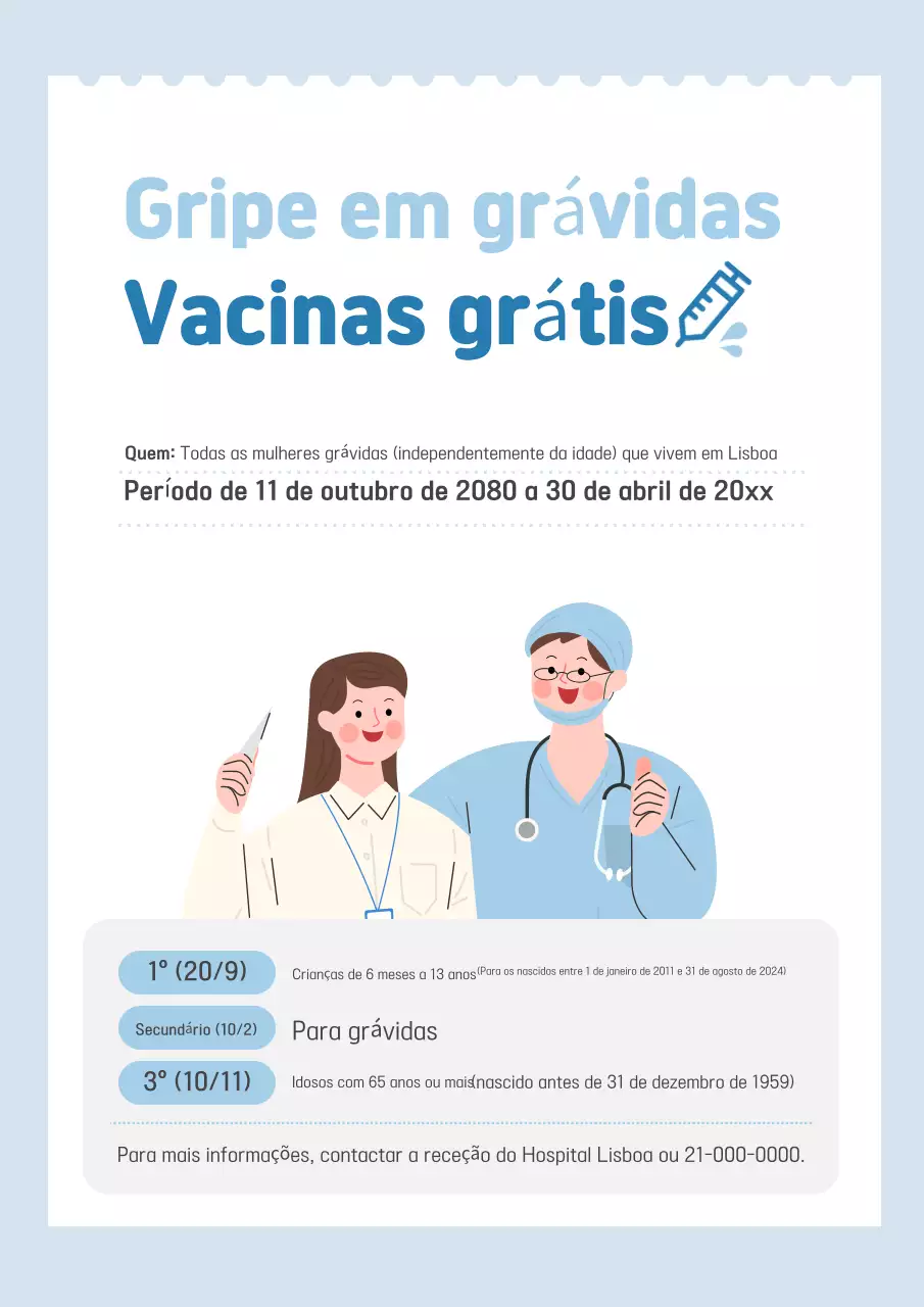 Guia de vacinação azul claro e elegante