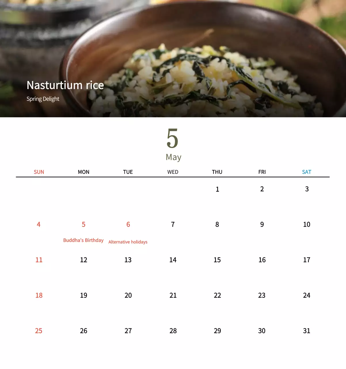 Kalender Makanan Tradisional Krem