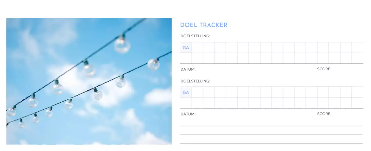 Photo goal tracker kalender met een vleugje blauw