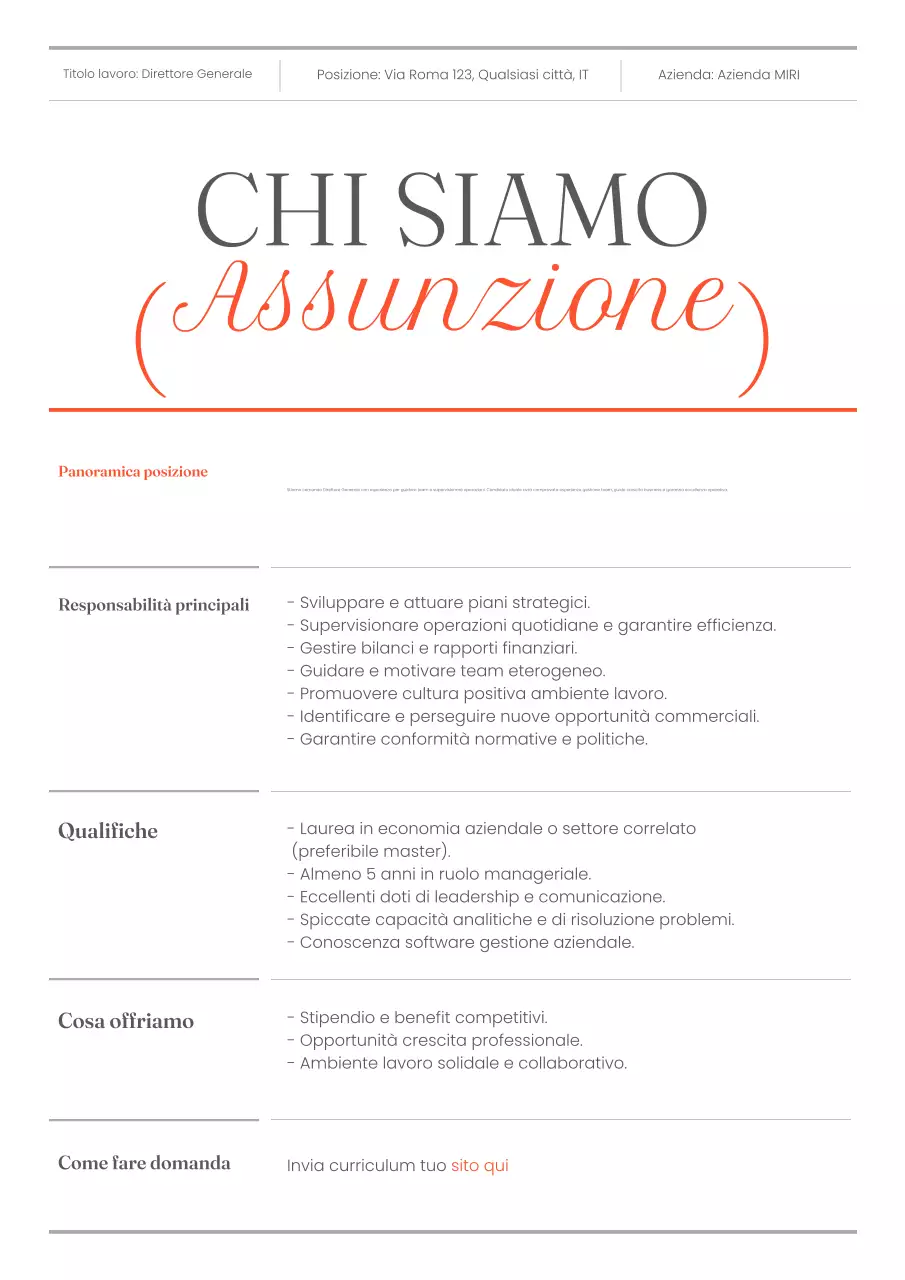 annuncio di reclutamento orange modern