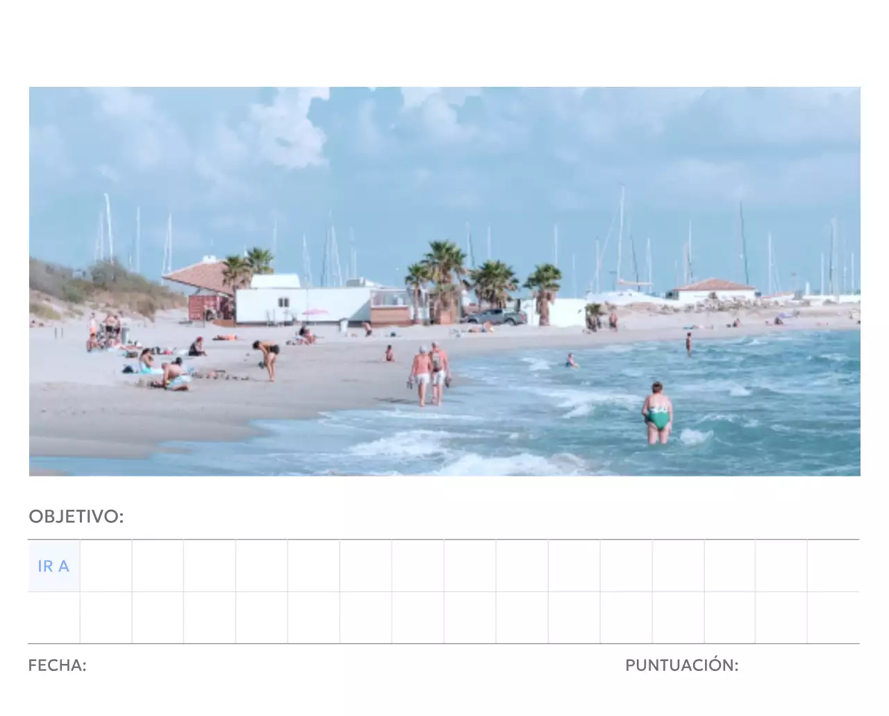 Calendario fotográfico de seguimiento de objetivos con un toque de azul