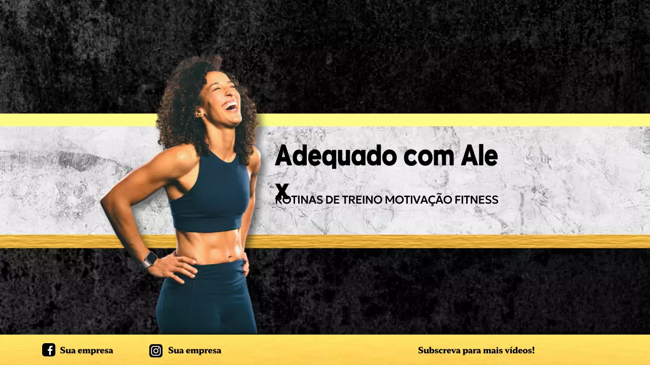 modelo de canal do youtube amarelo preto branco fitness estilo moderno