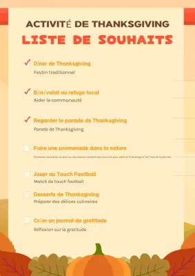 planificateur de vacances d'automne orange