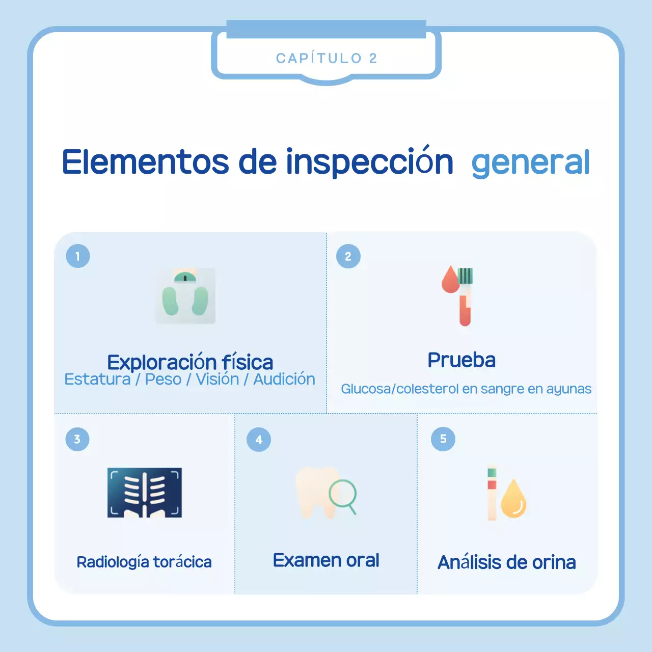 Aviso simple de revisión médica en azul claro