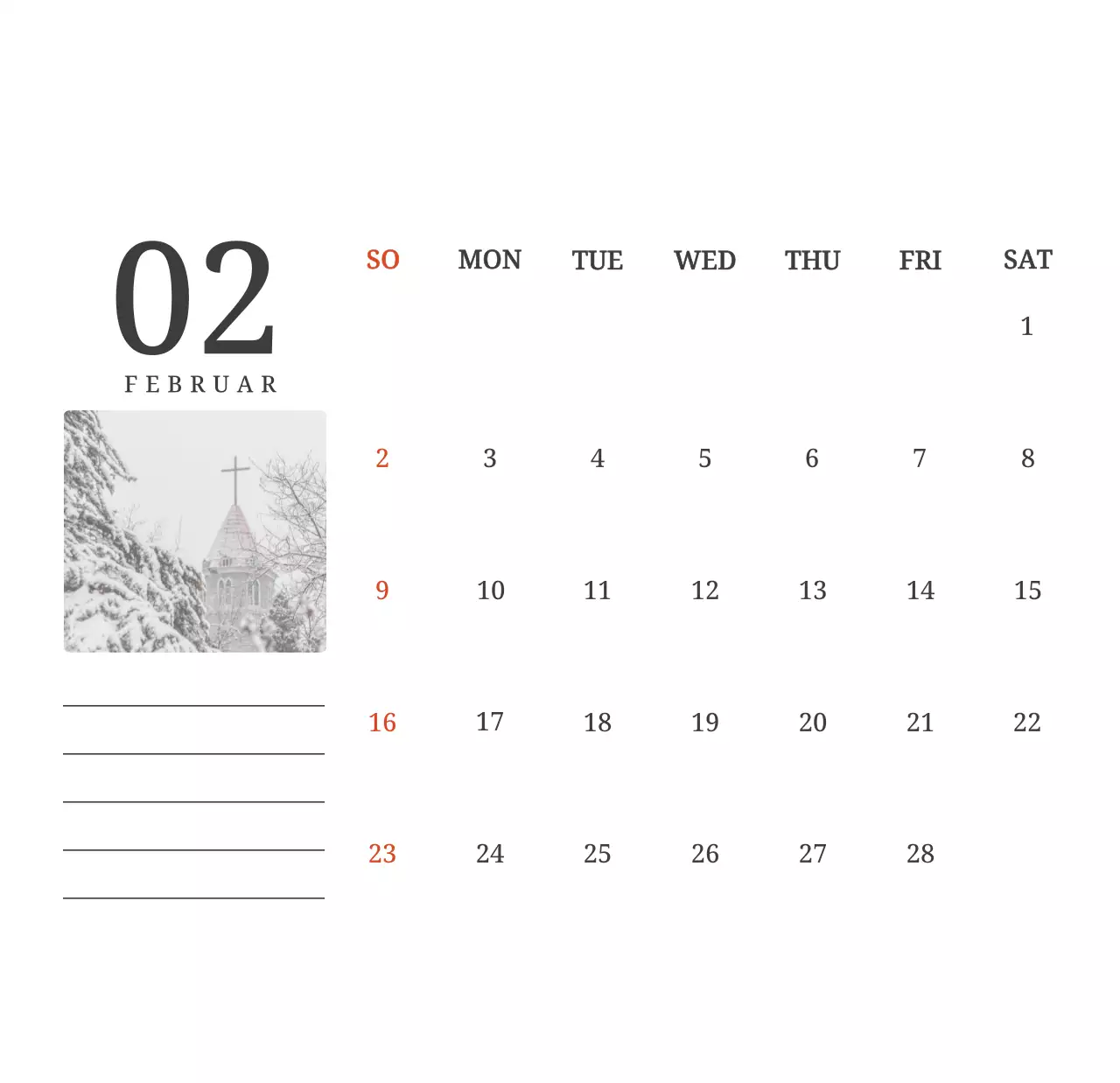 Ein fotografischer Konzeptkalender, der Kirchen in Landschaftsbildern zeigt