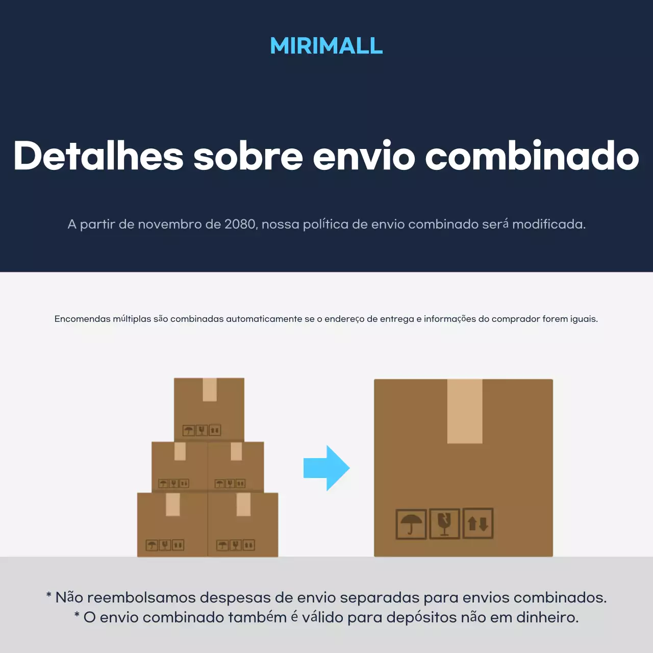 Instruções de envio padrão azuis