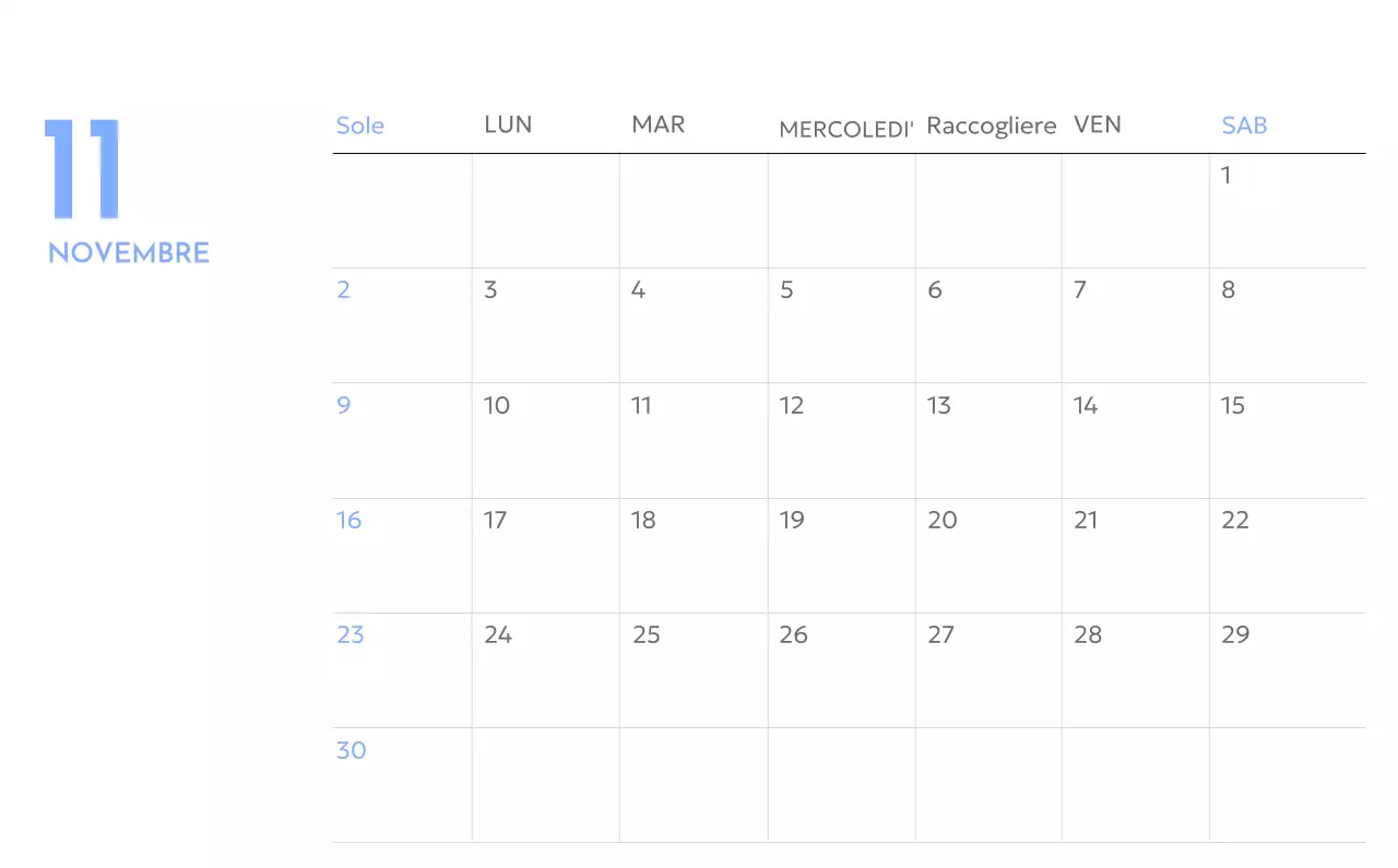 Calendario con foto tracciatore di obiettivi con un tocco di blu