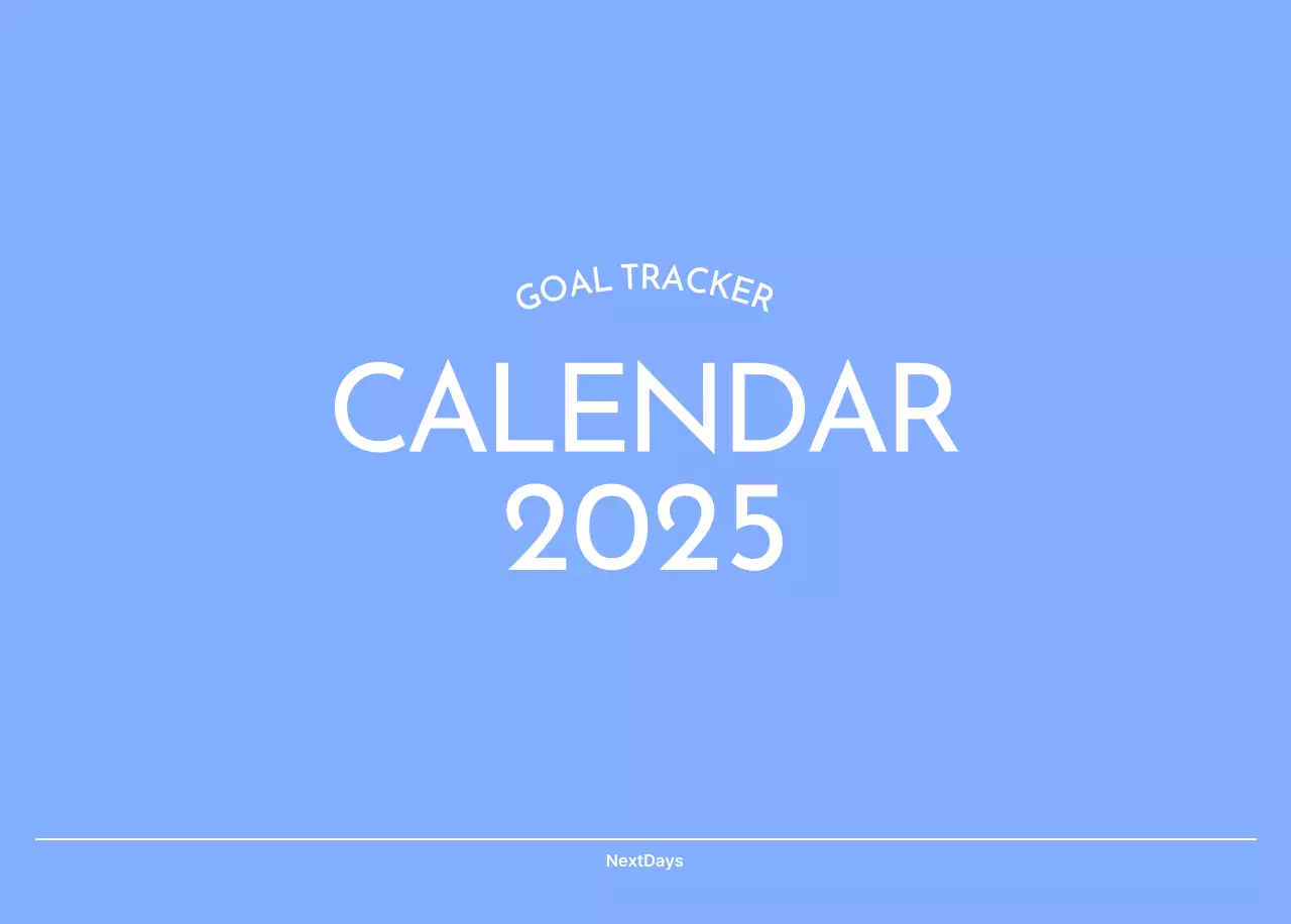 Photo goal tracker calendar with a splash of blue