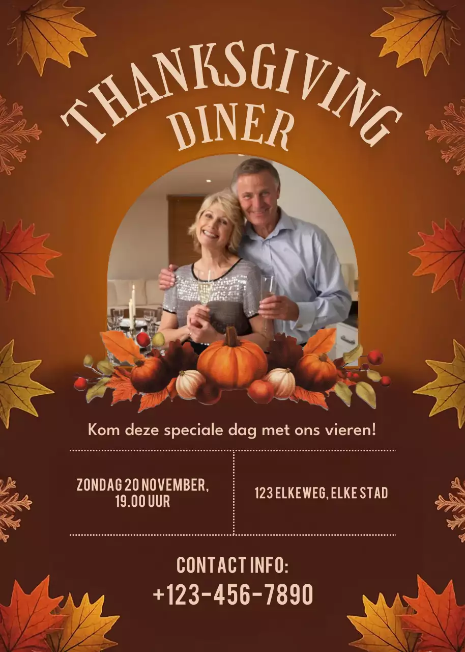 bruine rustieke uitnodiging voor Thanksgiving-diner