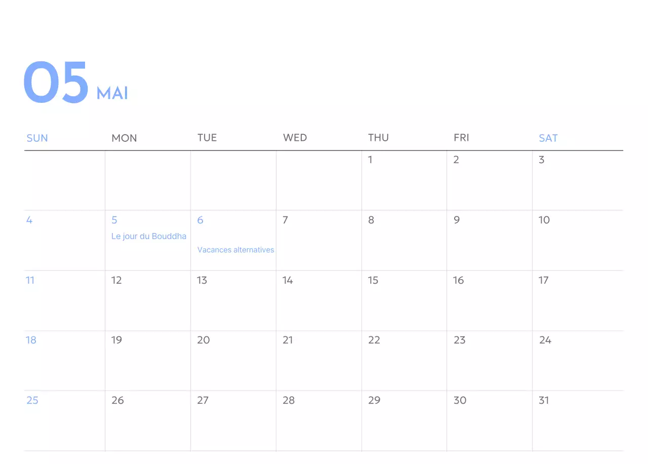 Calendrier photo de suivi des objectifs avec une touche de bleu