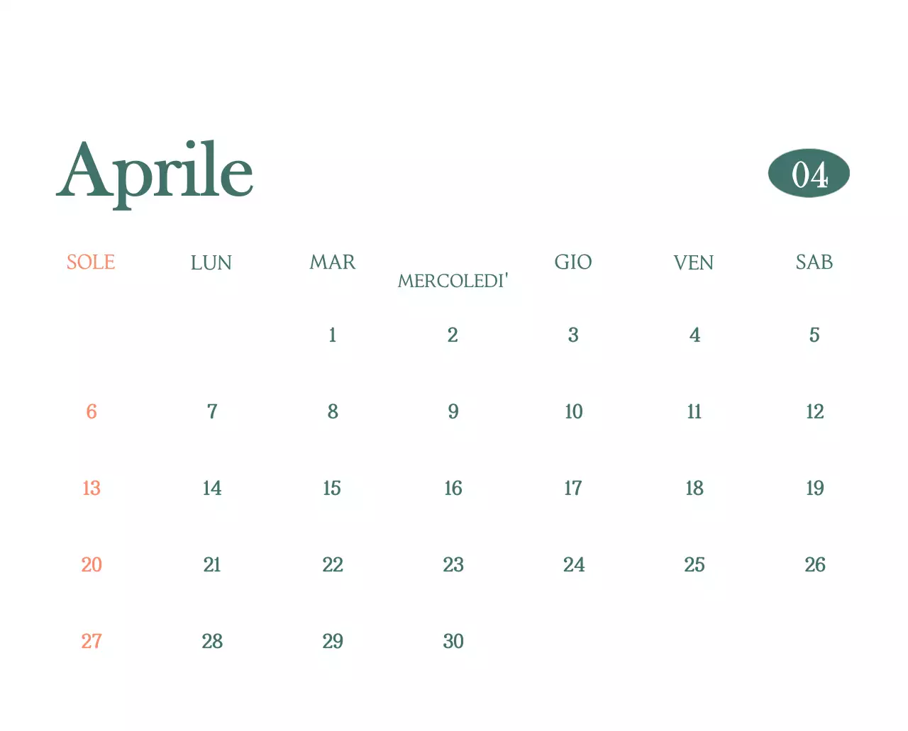 Un moderno calendario dei caffè con i consigli per la bevanda del mese