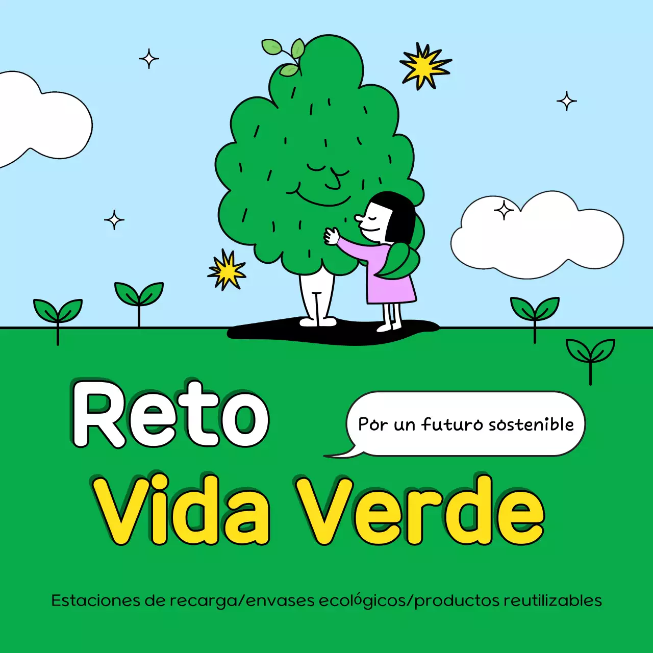Promover el reto vital verde y azul claro