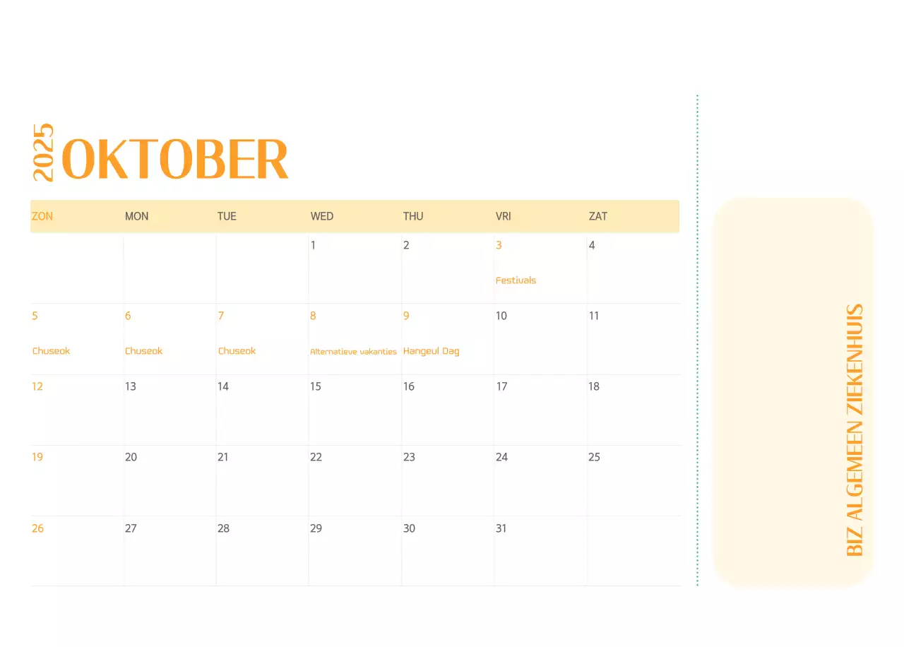 Ziekenhuiskalender in groen fotolijstje