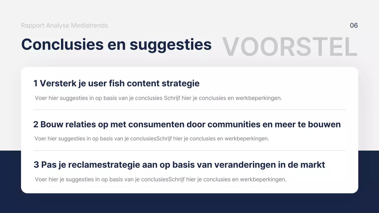 Marineblauw modern marketinganalyserapport