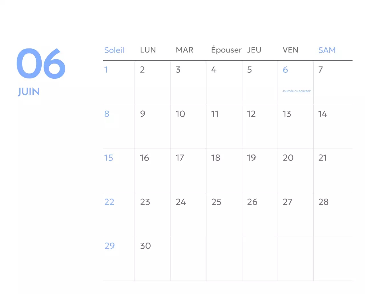Calendrier photo de suivi des objectifs avec une touche de bleu