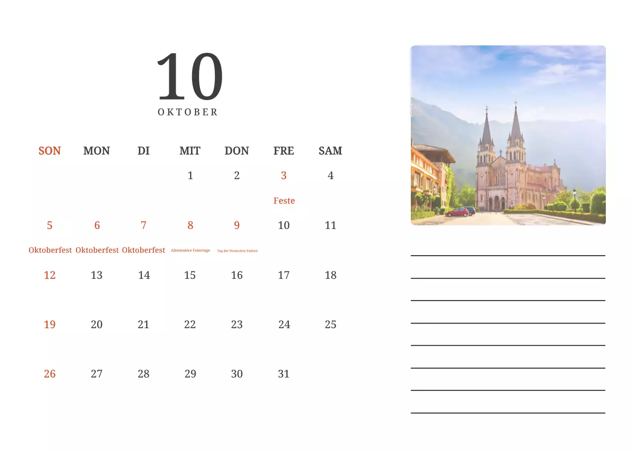 Ein fotografischer Konzeptkalender, der Kirchen in Landschaftsbildern zeigt