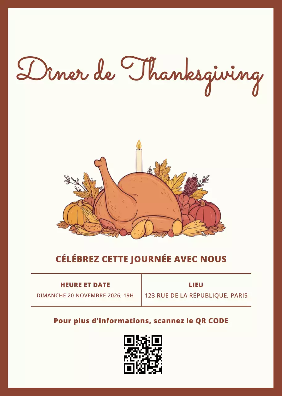 Beige Classic Thanksgiving Dinner Day Invitation