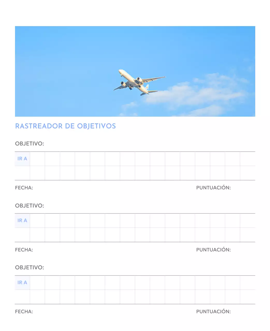 Calendario fotográfico de seguimiento de objetivos con un toque de azul