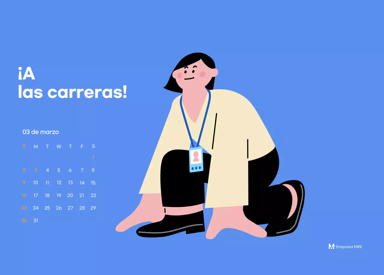Calendario motivacional con ilustraciones llenas de energía y citas positivas sobre fondo azul claro