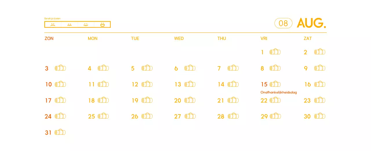 Oranje Minimalistische Yoga Promotiekalender