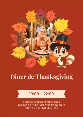 invitation traditionnelle rouge pour Thanksgiving