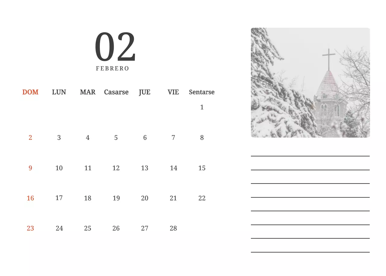 Un calendario conceptual fotográfico con iglesias pintadas en paisajes