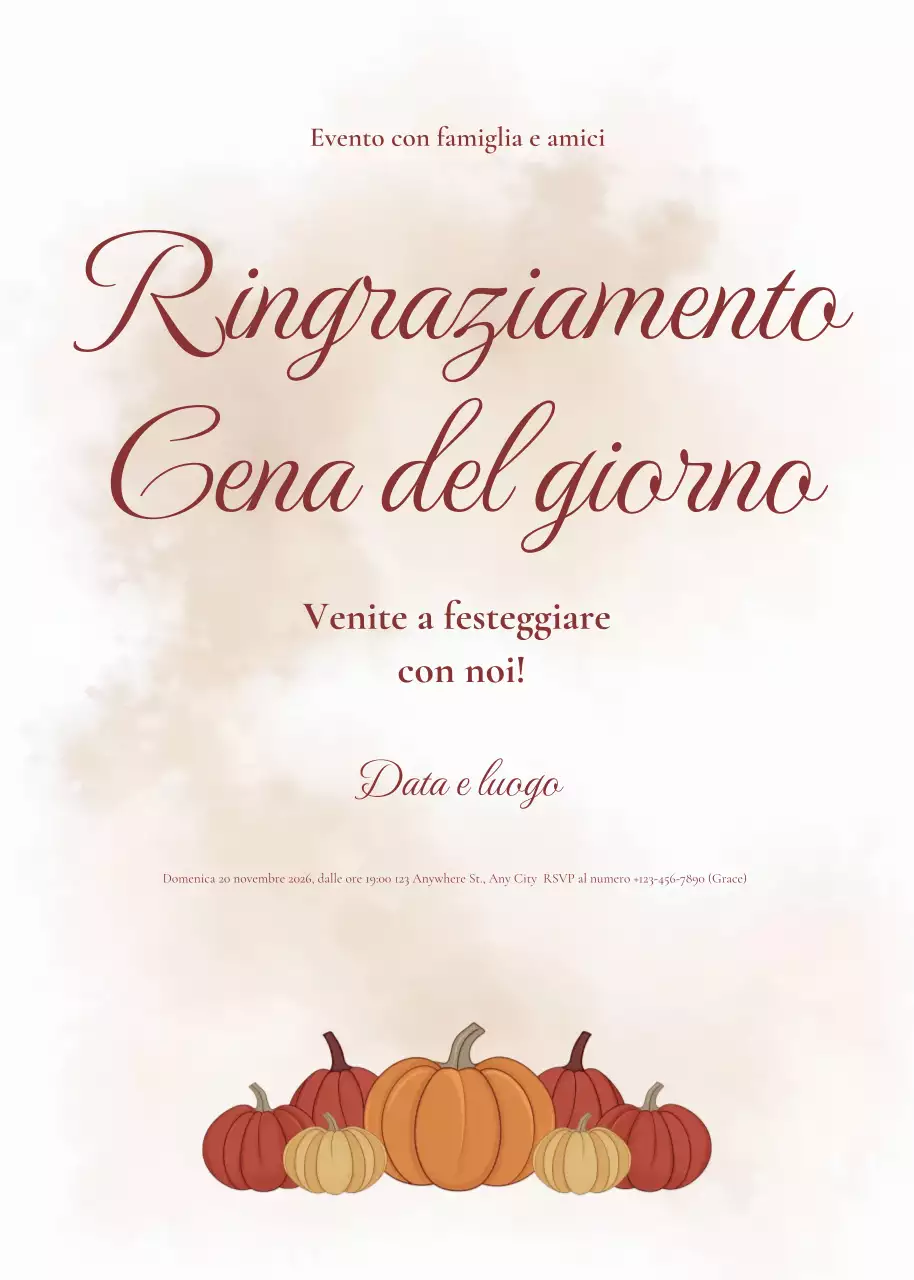 Invito alla cena di ringraziamento in crema